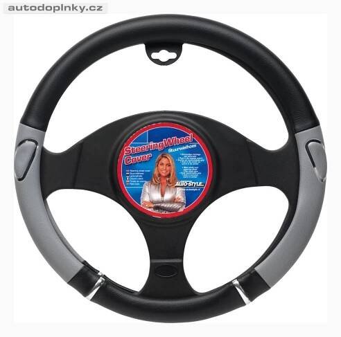 Autostyle potah na volant PUR UNI - barva černá/šedá/chrom | AUTOSTYLE | Autodoplňky.cz - Tuning shop