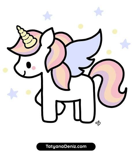 How to Draw Cute and Easy Kawaii Unicorn Step-by-step