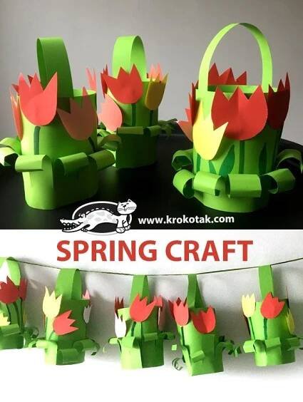 an image of spring crafts made out of paper