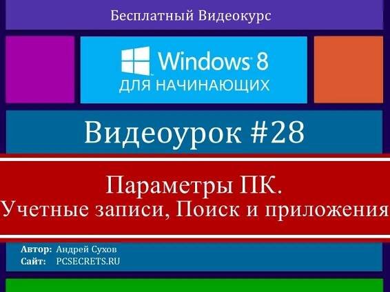 Видео #28. Учетные записи пользователей Windows 8
