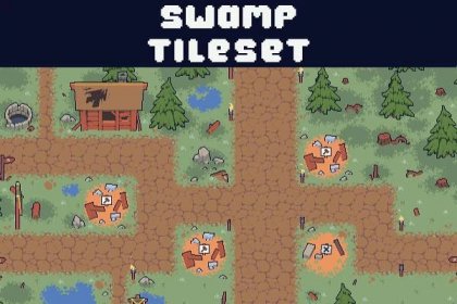 Swamp Tileset Pixel Art for Tower Defense - CraftPix.net