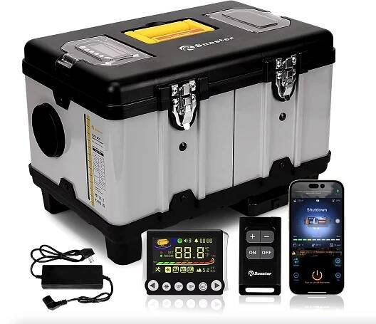Sunster 8 kW Toolbox Dieslový vzduchový ohřívač 12/24 V, 110-240 V, bluetooth