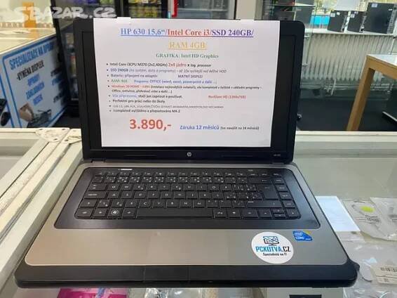 HP 630 15,6/Intel Core i3/SSD 240GB/  RAM 4GB