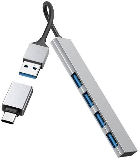 Hama 4 porty Víceportový USB-C® rozbočovač (USB 3.2 Gen 1) s konektorem USB C šedá