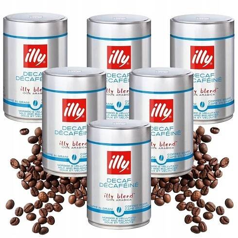 Káva zrnková illy Decaf bez kofeinu 100% Arabika - sada 6x250g