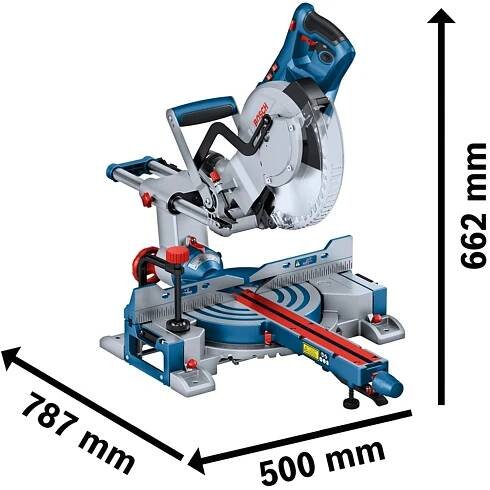 Bosch Professional GCM 305-254 D Kapp- und Gehrungssäge mit 2 Sägeblättern, 1500 W, blau/silber.