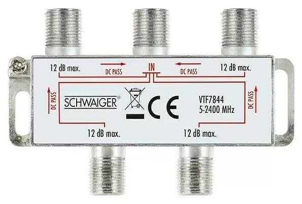 Schwaiger Anténní rozbočovač 4× F-konektor