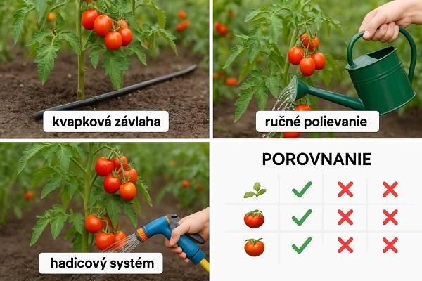 Rôzne metódy zavlažovania paradajok v záhradnom prostredí