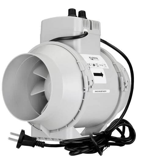 Profesionální ventilátor do potrubí Ø 160 mm s teplotním čidlem a regulátorem otáček