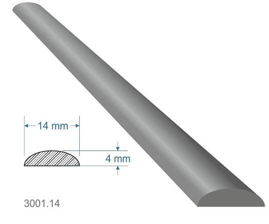 Pásovina oblá D, 14 x 4 x 2000 mm, měkká, cena za KUS (2m)