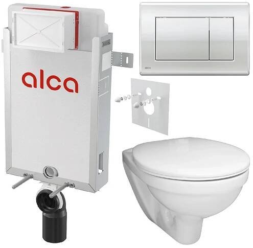 Alcadrain Set modulu k zazdění, EBS WC Boreal, sedátka a tlačítka M271, chrom lesk