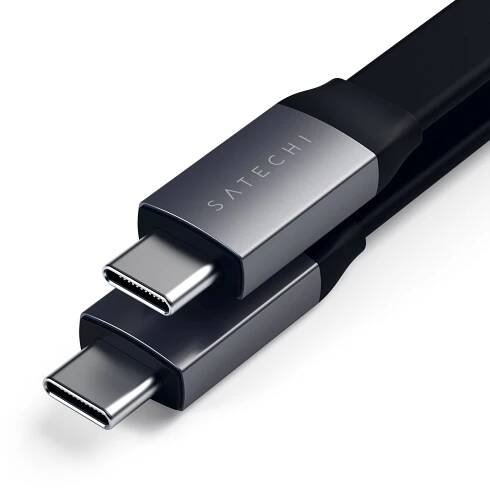 Satechi USB-C to USB-C Gen 2 Flat Cable (0.24m) - Space Grey