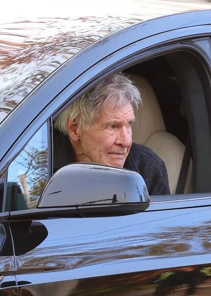 Harrison Ford tried to return to his Brentwood home on Tuesday after evacuating. 
