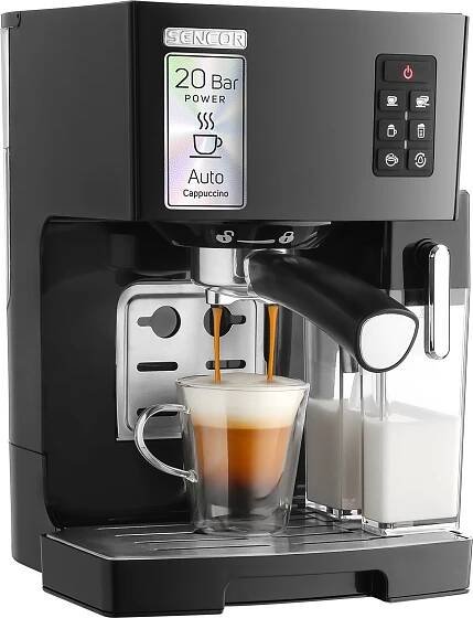 SENCOR SES 4050SS-EUE3 Poloautomatické espresso, tlak čerpadla 20bar, 1,4l nádoba na