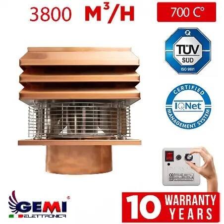 Komínový ventilátor měď kulatý komín Střešní Radiální NA TAH KOMÍNA pro odtah spalin komínové hlavice Krb Termální kamna Dřevo t