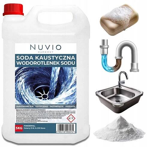 KAUSTICKÁ SODA hydroxid sodný pro sifonové trubky 5kg NUVIO za 351.00CZK - Allegro