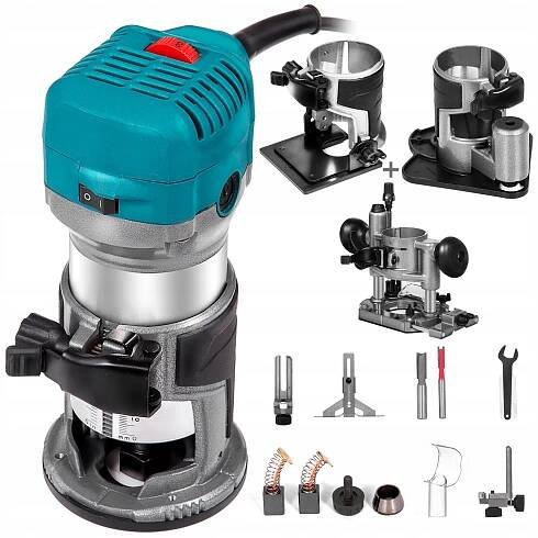 VEVOR Dřevěná frézka 6,5 A 1-1/4 HP 30 000 ot./min 4 základny Sada s nastavitelnou rychlostí