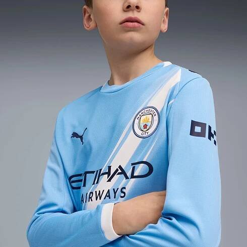 Manchester City 25/26 Long Sleeve Home Jersey Youth