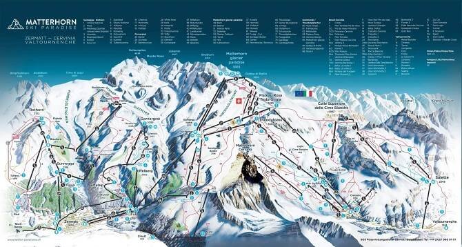 Lyžařský region Matterhorn ski paradise - Lyžařská střediska - Mapa sjezdovek