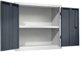 Dílenská závěsná skříň – eurokraft basic: v x š x h 600 x 650 x 320 mm, plné plechové dveře
