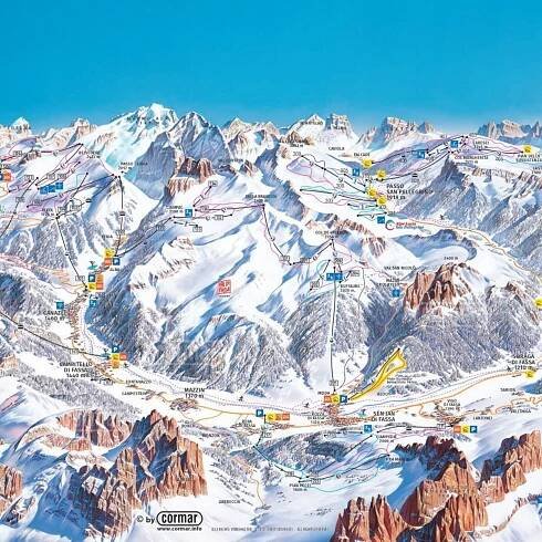 Mappa ski aree Val di Fassa | © Cormar