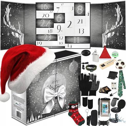 Iso Trade 9230 adventní kalendář pro muže 32,5 x 9 x 27,5 cm šedý/stříbrný