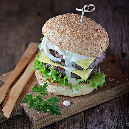 Homemade double cheeseburger