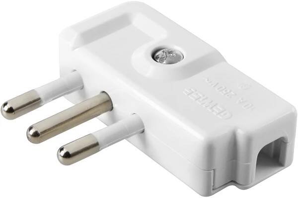 10A 2P+E 250V 90° ANGLED PLUG-WHITE