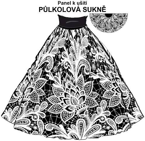 OB Půlkolová sukně krajka Funkční úplet 30300001 74 cm - náš tisk na objednávku – výběr z variant panel se střihem
