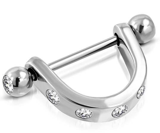 Piercing do bradavky se zirkony Starsteel.cz - šperky z oceli