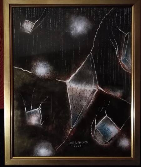 Obraz 40x50cm,kombinovaná technika,Bez názvu,2020