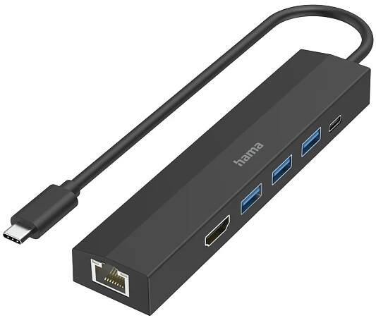 Hama 6 portů USB 3.0 hub s portem pro rychlé nabíjení, s konektorem USB C, UHD černá