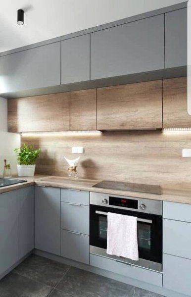 Modern Grey Kitchen with White Countertops