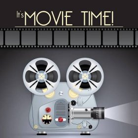 Vektorové retro filmový plakát s vinobraní video projektor — Ilustrace