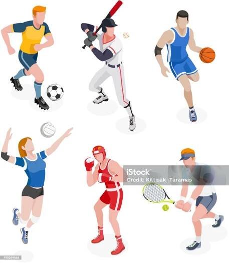 Skupina sportovců. - Bez autorských poplatků Sportovec - Sociální role vektorové obrázky