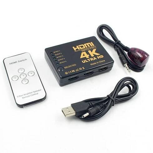 HDMI slučovač / přepínač s dálkovým ovladačem - 5 portů - HDTV - 1080p s externím přijímačem
