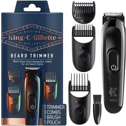 King C. Gillette Bezdrátový zastřihovač vousů, 3 nástavce