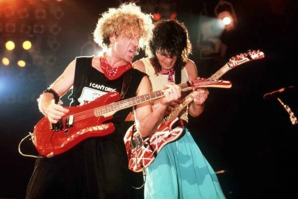 American rock vocalist, musician, songwriter and entrepreneur Sammy Hagar and Dutch-American lead guitarist and songwriter, both of the hard rock band Van Halen