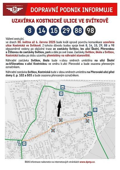 Uzavírka Kostnické ulice ve Svítkově 30. května - 6. června - obrázek