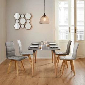 Jídelní Židle Tim - světle šedá/barvy buku, Moderní, dřevo/textil (43/88/53,5cm) - Modern Living