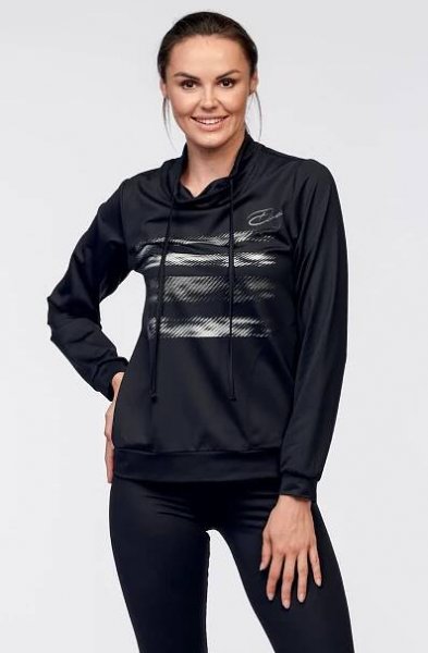 Černá dámská mikina přes hlavu se stříbrným potiskem a s kapsami 606 - Draps.cz ❤️ - české oblečení