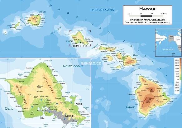 ▷ Havaj: Mapa🗺️ (Havajské ostrovy): Kde leží na mapě?