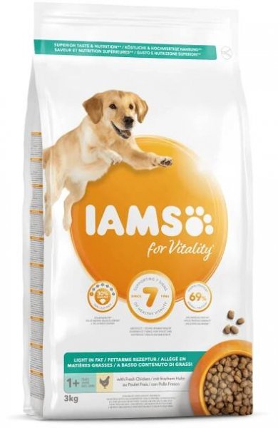 IAMS Granule pro psy LIGHT IN FAT s čerstvým kuřecím 3 kg