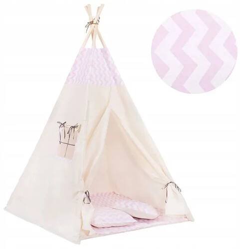 Teepee stan pro děti SPRINGOS Růžový Zigzag