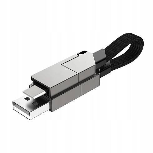 USB kabel 6v1 magnetický 15 cm výkon až 60 W přívěsek na klíče USB-A USB-C Micro Lighting