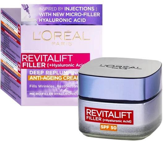 Fotografie L'Oréal Paris Revitalift Filler Denní krém proti stárnutí SPF 50 50 ml