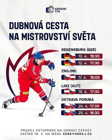 Rozpis přípravných zápasů české reprezentace v dubnu