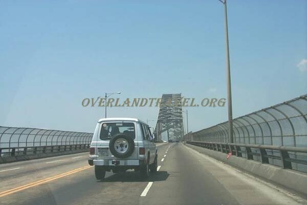 Bridge of the Americas crosses Panama Canal near Panama City.