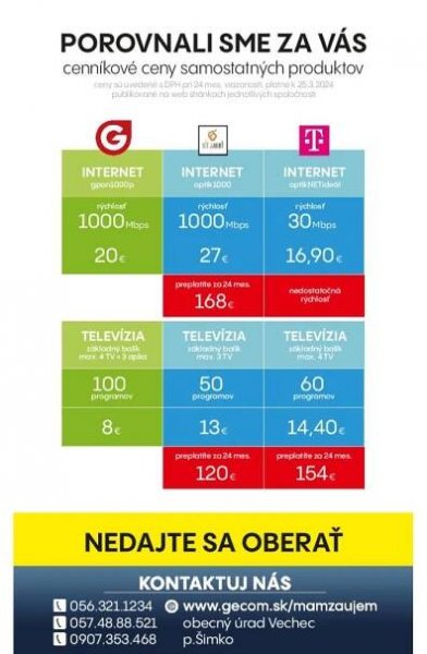 OPTICKÁ SIEŤ GECOM - Oficiálna stránka obce Vechec