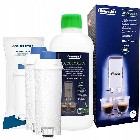 2x filtr Wessper pro kávovar Delonghi + originální odvápňovač Delonghi